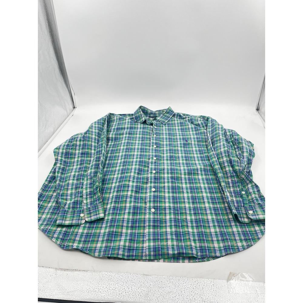 Ralph Lauren Shirt Mens 3XB Big Green Multicolored Plaid Button Down LS Career